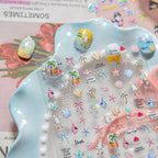 5D Summer Beach Nail Stickers – Cute Seashell, Palm Tree & Seagull Nail Art Decals