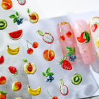 5D Summer Fruits Nail Art Stickers Cherry Blueberry Watermelon Kiwi Adhesive Sticker Decals TS1424