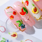 5D Summer Fruits Nail Art Stickers Cherry Blueberry Watermelon Kiwi Adhesive Sticker Decals TS1424
