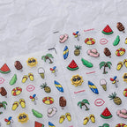 5D Summer Nail Stickers | Cute Beach Vacation & Tropical Palm Tree Decals Nail Art Sticker TS2558