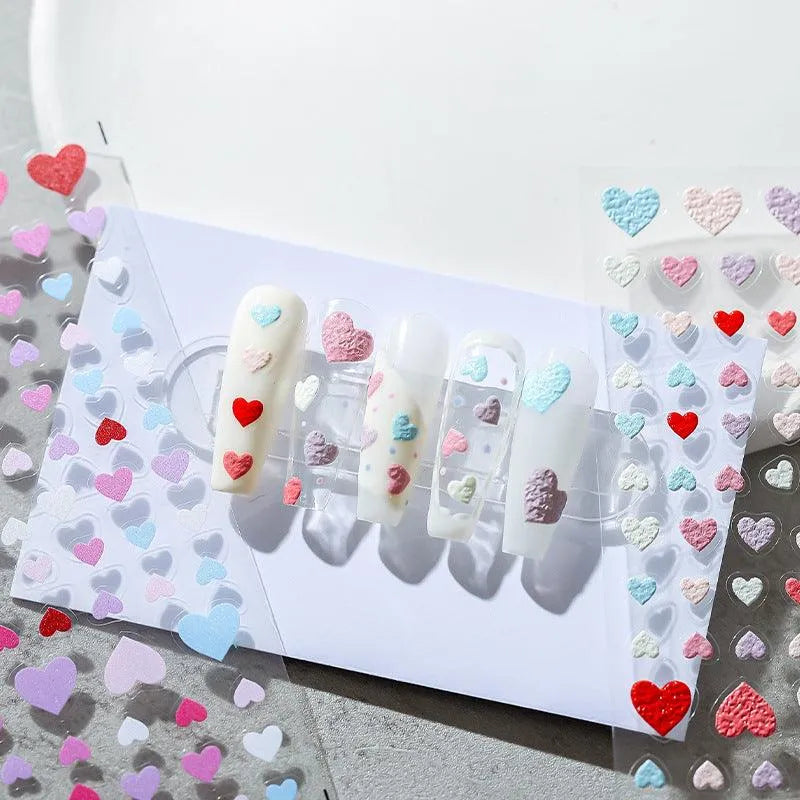 5D Valentine's Day Nail Art Stickers Candy Colors Love Heart Adhesive Sliders Sticker Decals TS1507