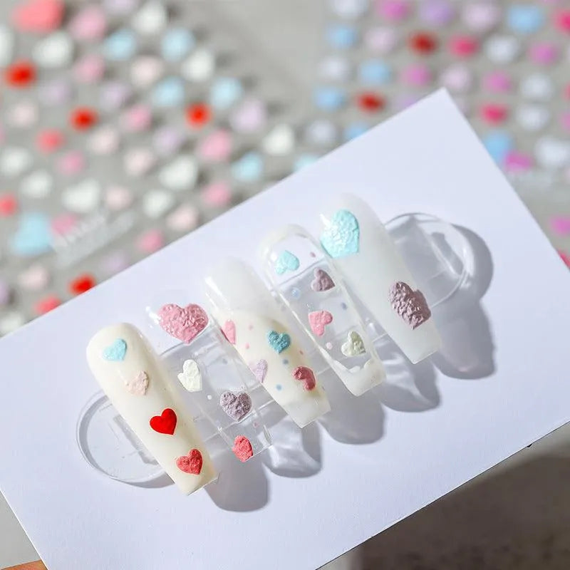 5D Valentine's Day Nail Art Stickers Candy Colors Love Heart Adhesive Sliders Sticker Decals TS1507