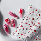 5D Valentine's Day Rose Nail Stickers | Romantic Red & Pink Floral Nail Art Decals TS2061