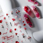5D Valentine's Day Rose Nail Stickers | Romantic Red & Pink Floral Nail Art Decals TS2061
