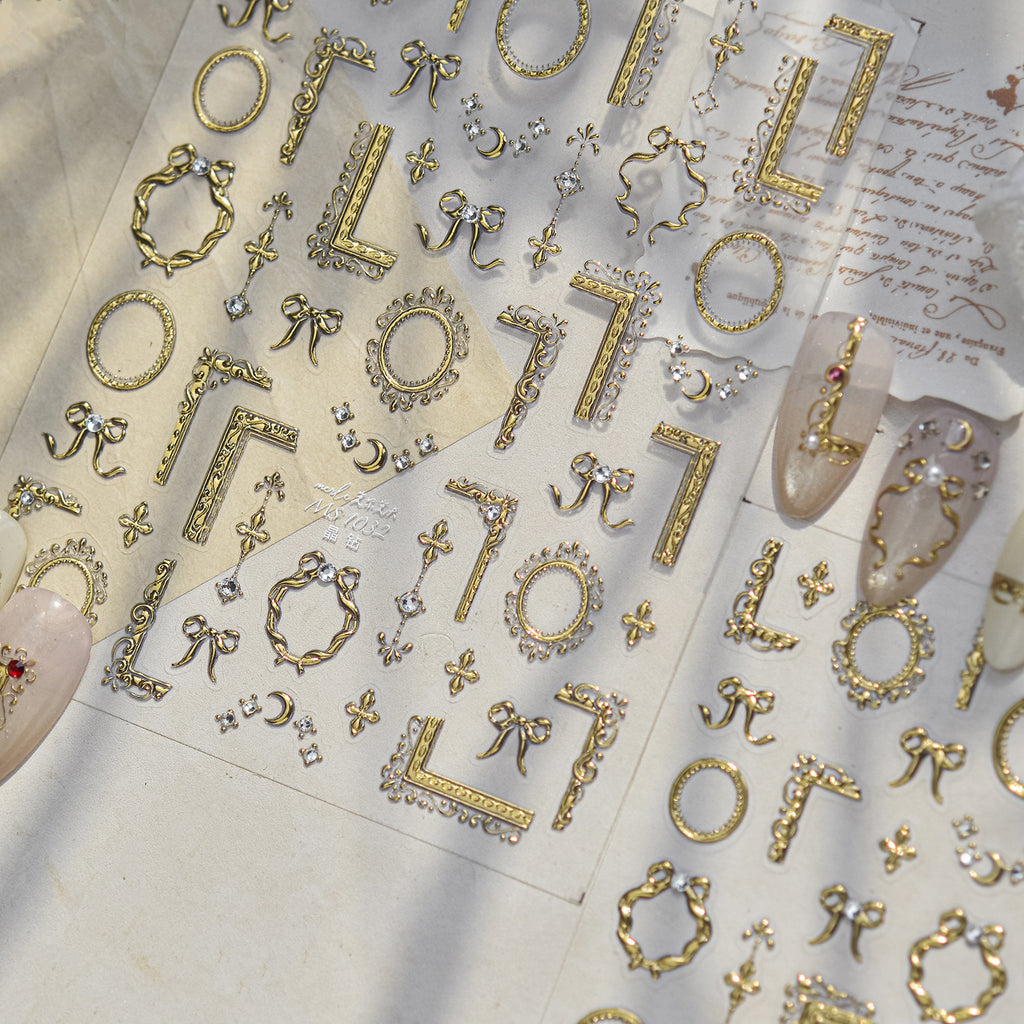 5D Vintage Baroque Ornate Frame Nail Stickers 1032