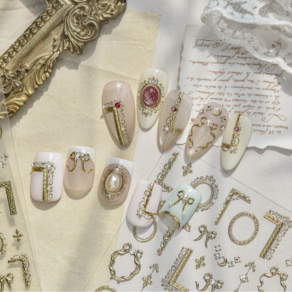 5D Vintage Baroque Ornate Frame Nail Stickers 1032
