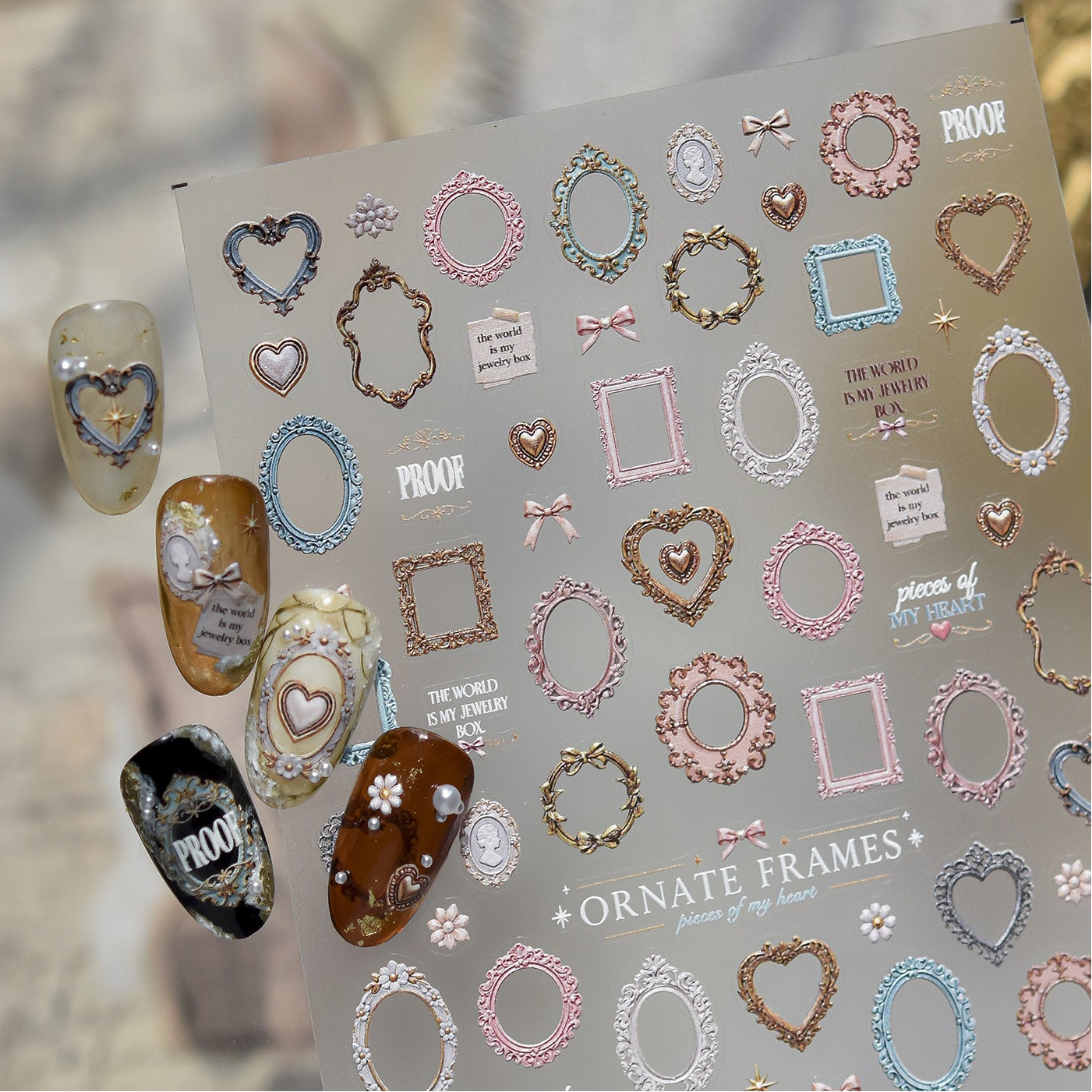 5D Vintage Baroque Ornate Frame Nail Stickers 5890