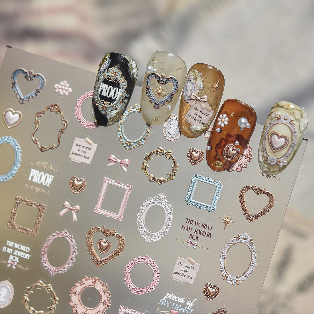 5D Vintage Baroque Ornate Frame Nail Stickers 5890