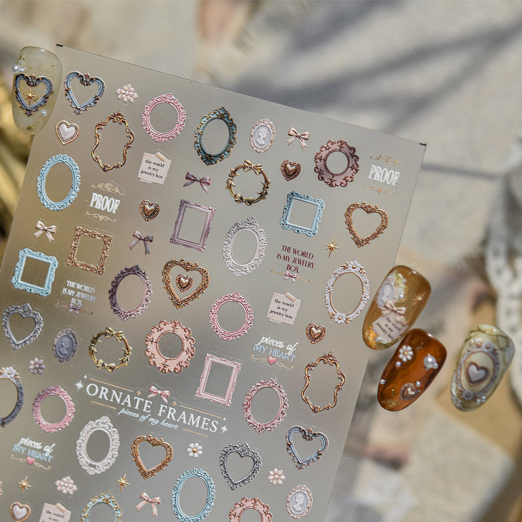5D Vintage Baroque Ornate Frame Nail Stickers 5890