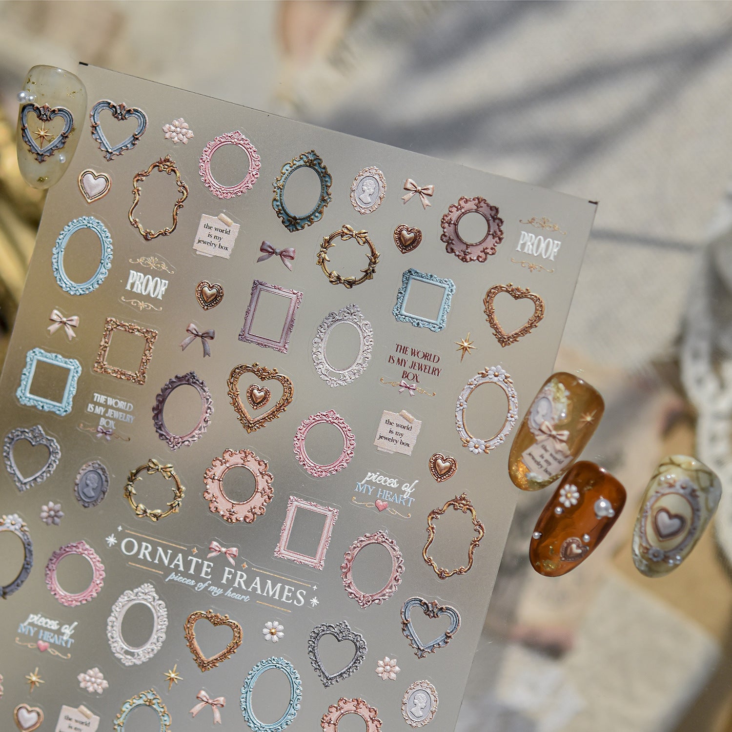 5D Vintage Baroque Ornate Frame Nail Stickers 5890
