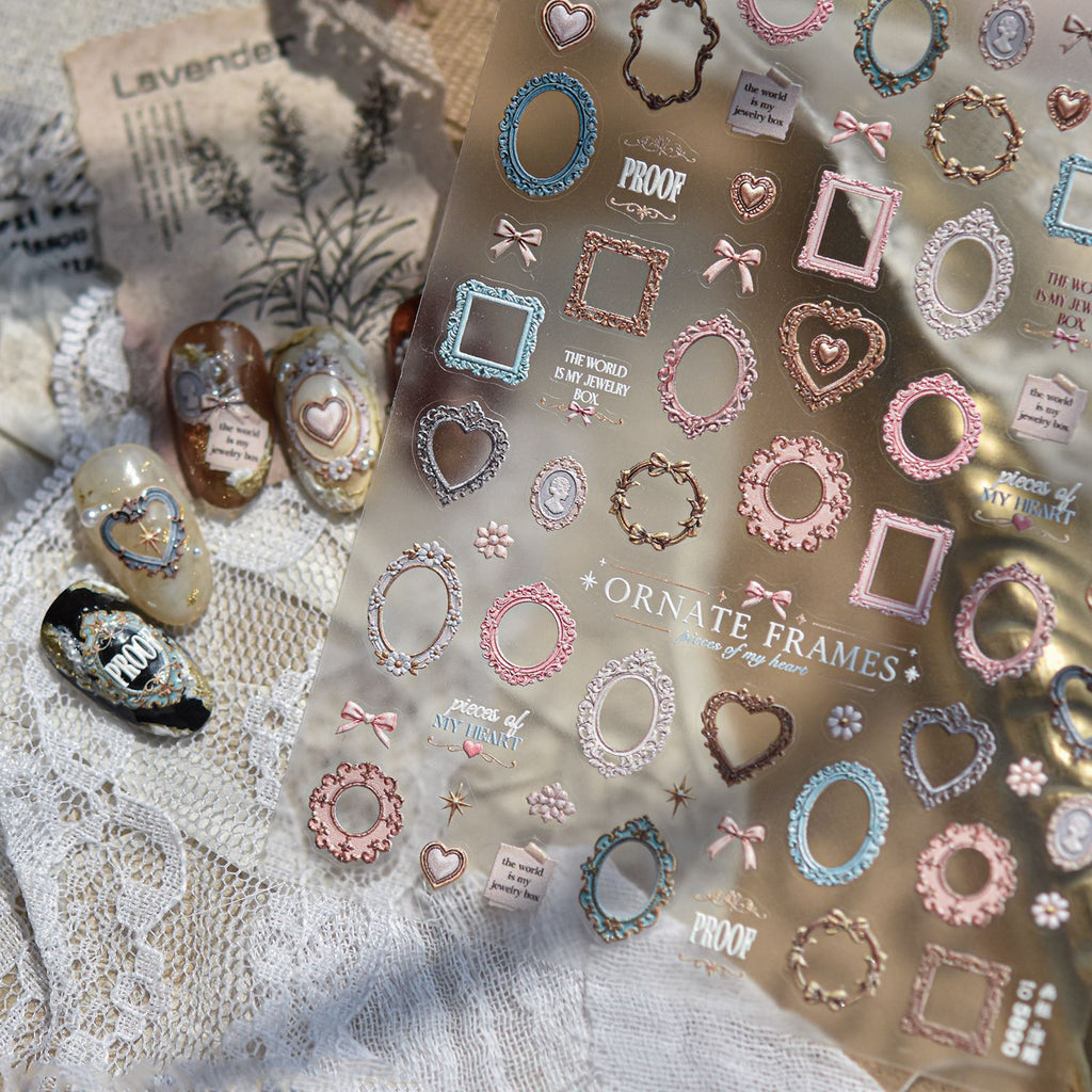 5D Vintage Baroque Ornate Frame Nail Stickers 5890