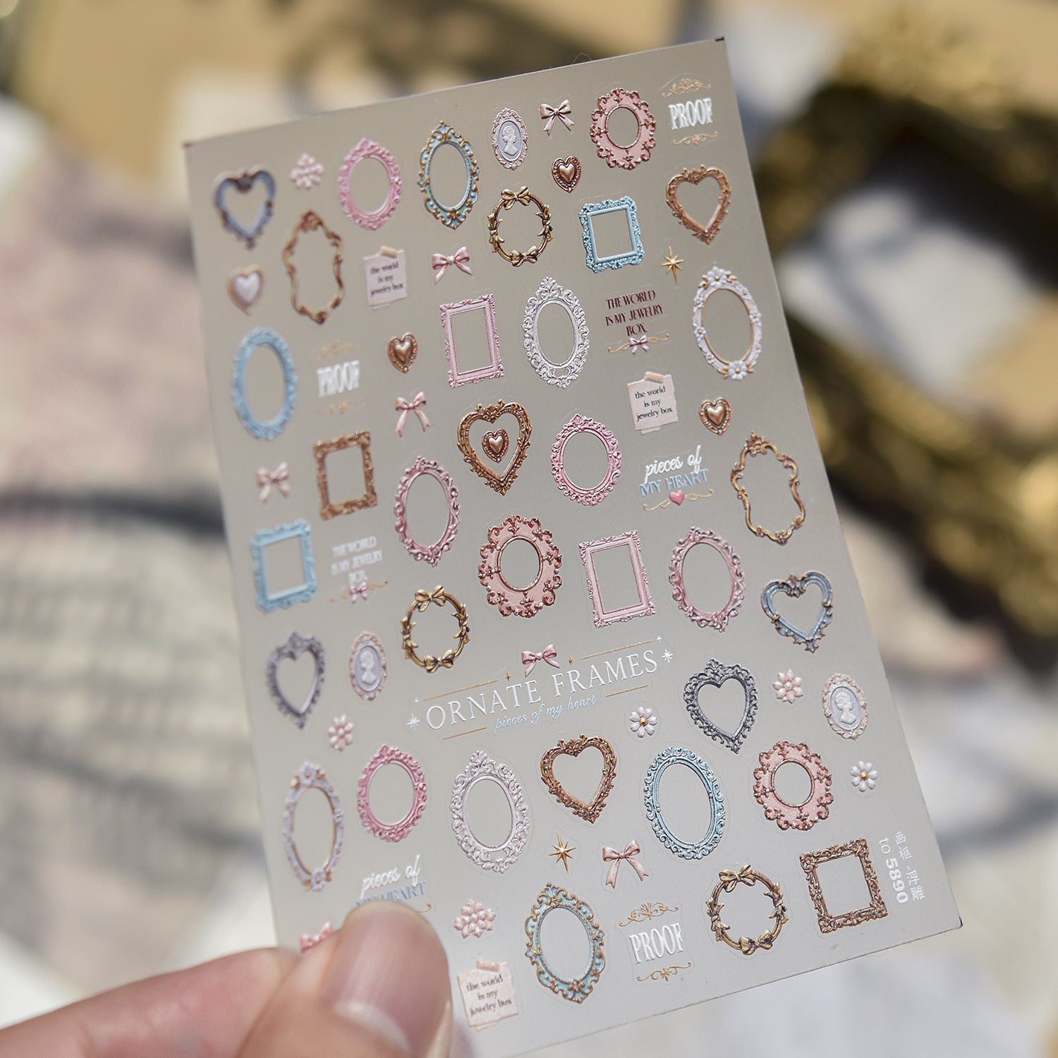 5D Vintage Baroque Ornate Frame Nail Stickers 5890