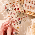 5D Vintage Floral Lace & Cherry Nail Stickers 492