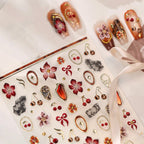 5D Vintage Floral Lace & Cherry Nail Stickers 492