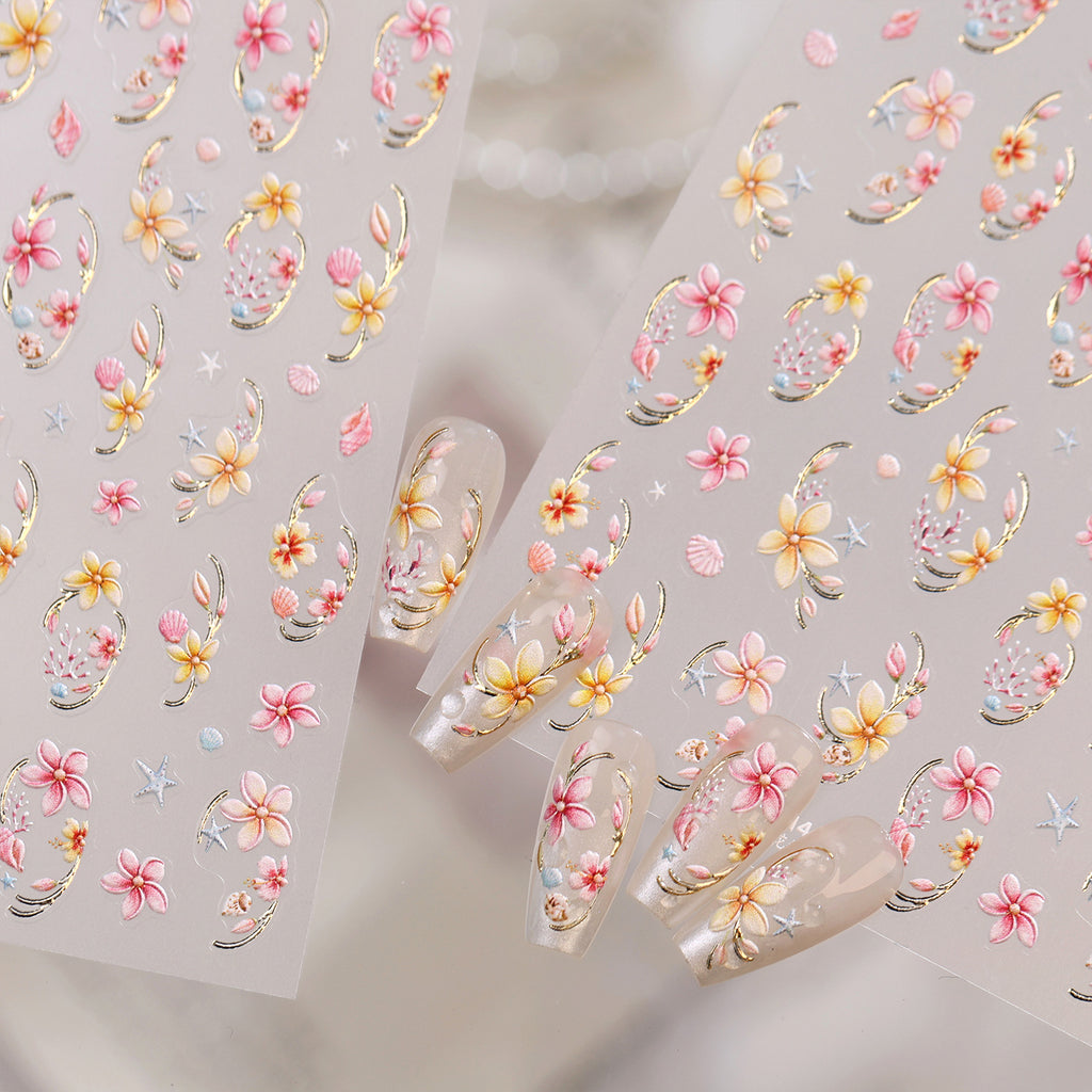 5D Vintage Floral Lace & Cherry Nail Stickers 492