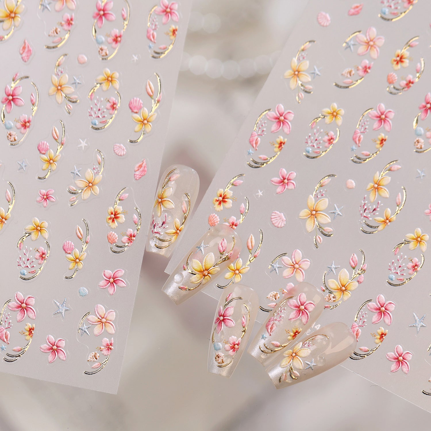 5D Vintage Floral Lace & Cherry Nail Stickers 492