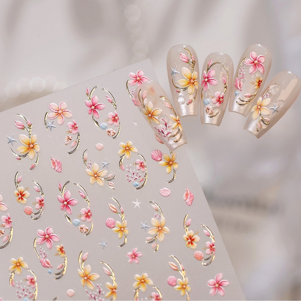 5D Vintage Floral Lace & Cherry Nail Stickers 492