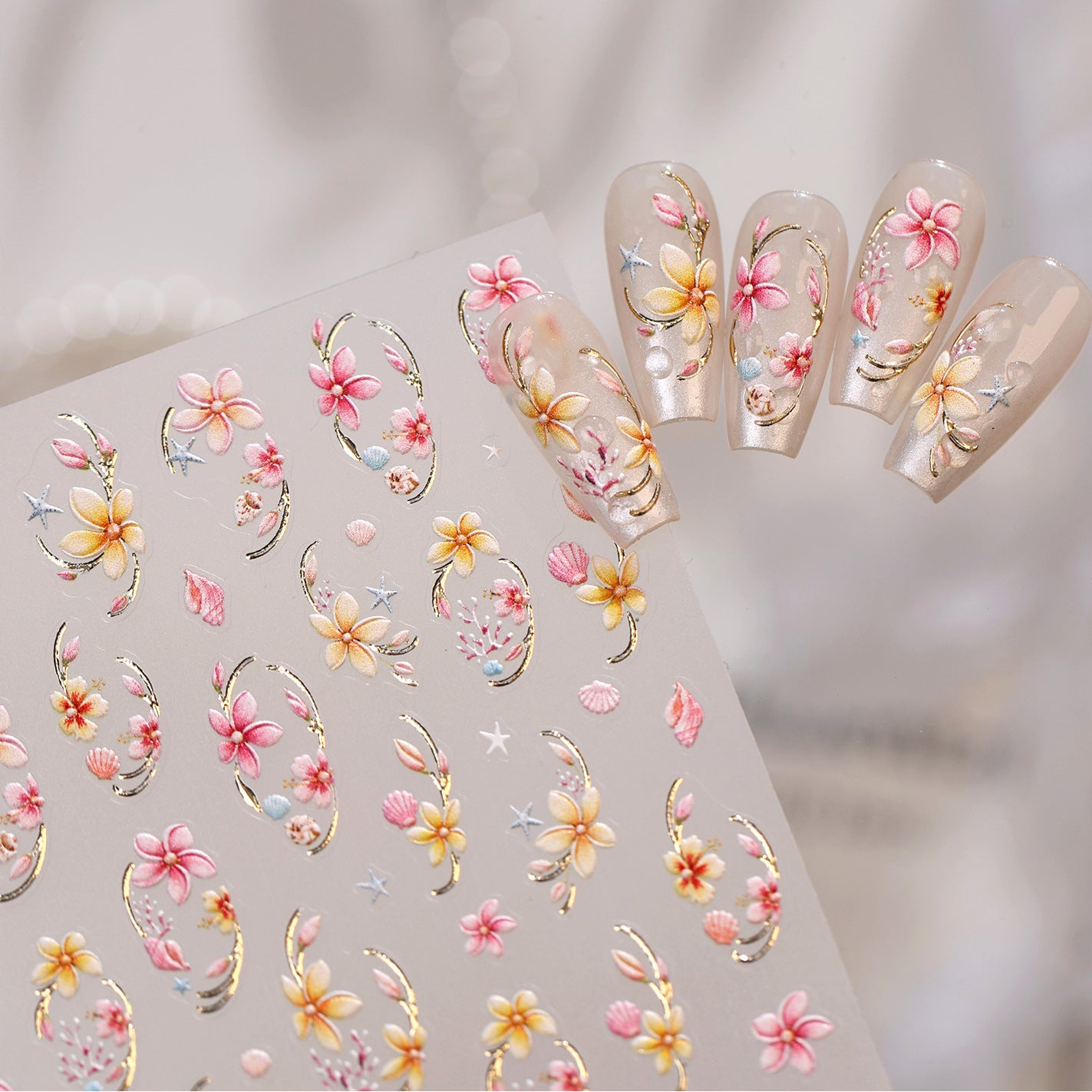 5D Vintage Floral Lace & Cherry Nail Stickers 492