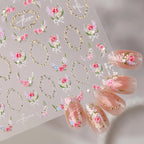 5D Vintage Floral Lace & Cherry Nail Stickers 492