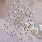 5D Vintage Floral Nail Stickers - Retro Oil Painting Decals