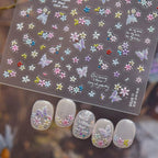 5D Vintage Floral Nail Stickers - Retro Oil Painting Decals