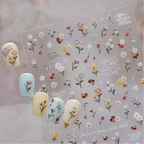 5D Vintage Floral Nail Stickers - Retro Oil Painting Decals