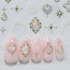 5D Vintage White Lace & Pearl Baroque Nail Stickers 5791