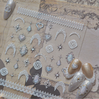 5D Vintage White Lace & Pearl Baroque Nail Stickers 5791