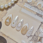 5D Vintage White Lace & Pearl Baroque Nail Stickers 5791