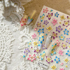 5D Watercolor Bloom Nail Stickers | Embossed Floral Decals for Summer Nails 4158