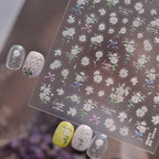 5D White Daisy Flower Nail Stickers - Floral Coquette Decals 5706