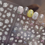 5D White Daisy Flower Nail Stickers - Floral Coquette Decals 5706