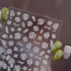 5D White Daisy Flower Nail Stickers - Floral Coquette Decals 5706