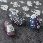 5D Winter Snowflake Nail Art Stickers White Snow Adhesive Sticker Decals TS910