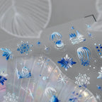 5D Winter Snowflake Nail Art Stickers White Snow Adhesive Sticker Decals TS910