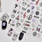 5D Y2K Grunge Star Nail Stickers - Edgy Punk Skull & Music Art Decals