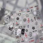 5D Y2K Grunge Star Nail Stickers - Edgy Punk Skull & Music Art Decals