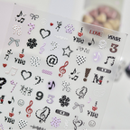 5D Y2K Grunge Star Nail Stickers - Edgy Punk Skull & Music Art Decals