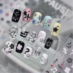 5D Y2K Grunge Star Nail Stickers - Edgy Punk Skull & Music Art Decals