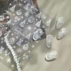 3D Christmas Tree Nail Stickers | Winter Snowflake Ball Nail Art Decals 