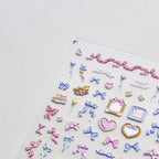 Colorful Bow-knot Nail Art Stickers Adhesive Embossed Bow Sticker Decals to2817