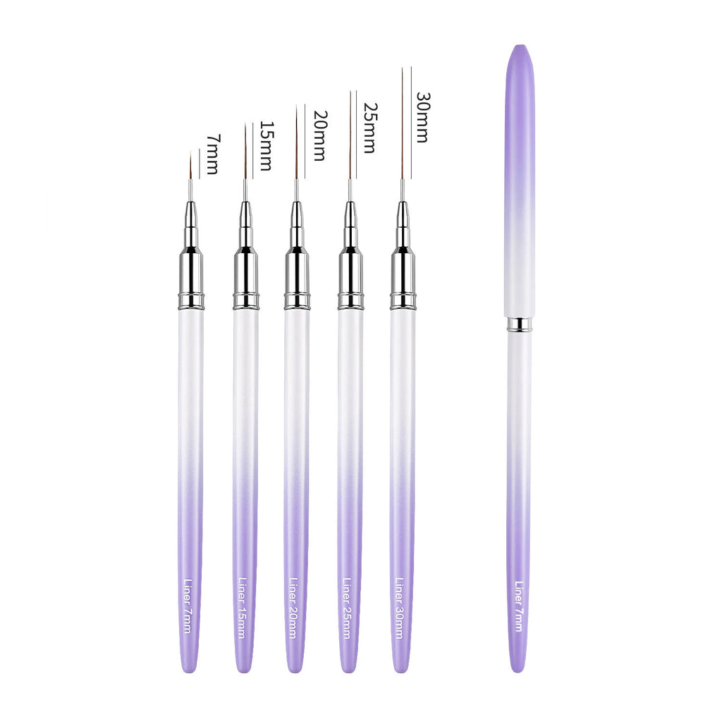 5pcs Nail Art Liner Brushes Sizes 7/15/20/25/30mm