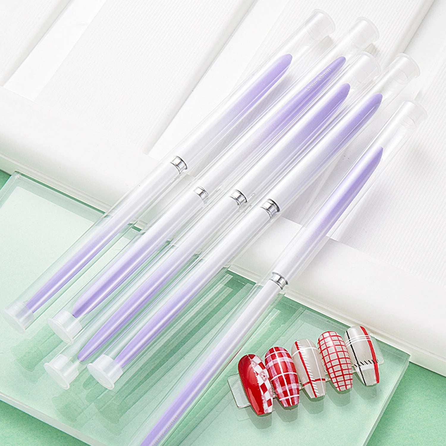 5pcs Nail Art Liner Brushes Sizes 7/15/20/25/30mm