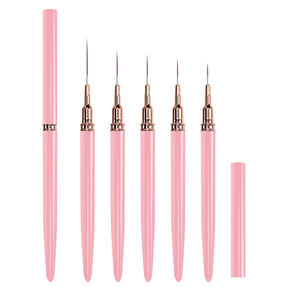 5pcs Nail Art Liner Brushes Sizes 6/9/11/15/25mm