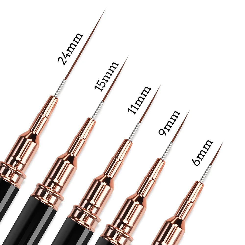 5pcs Nail Art Liner Brushes Sizes 6/9/11/15/25mm