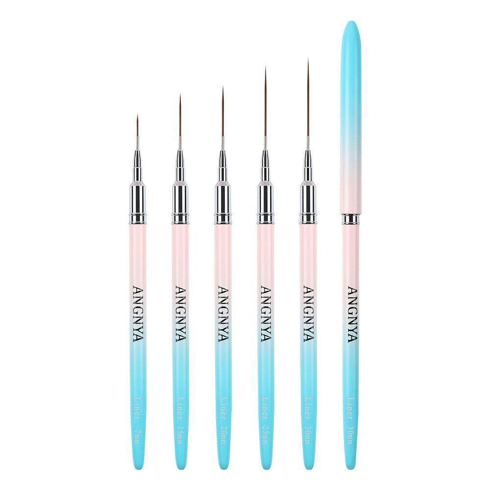 5pcs Nail Art Liner Brushes Sizes 7/15/20/25/30mm Blue - Nail MAD