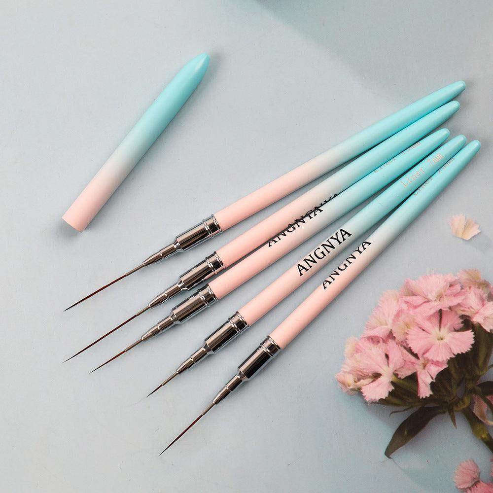 5pcs Nail Art Liner Brushes Sizes 7/15/20/25/30mm Blue - Nail MAD