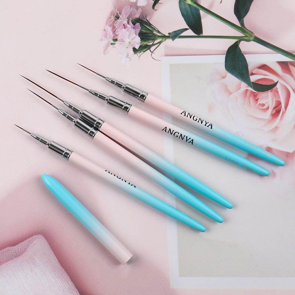 5pcs Nail Art Liner Brushes Sizes 7/15/20/25/30mm Blue - Nail MAD