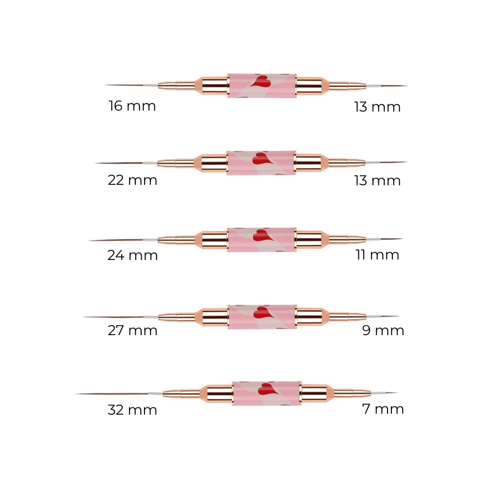 5Pcs Dual-Ended Nail Art Liner Brush Set - 10 Sizes (7mm-32mm)