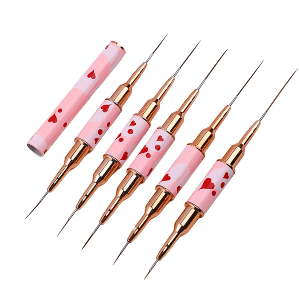 5Pcs Dual-Ended Nail Art Liner Brush Set - 10 Sizes (7mm-32mm)